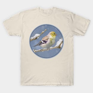 American Goldfinch in Winter Painting - Wild Bird Art T-Shirt